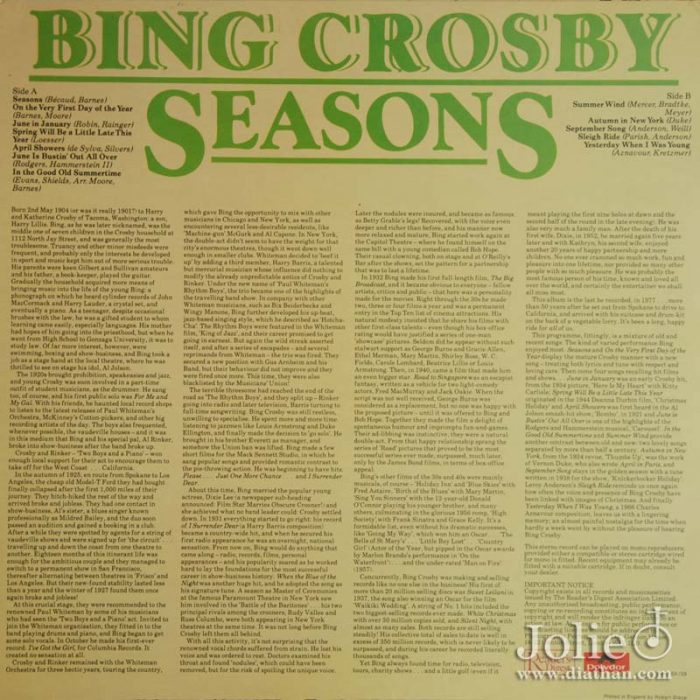 Bing Crosby ‎Seasons LP