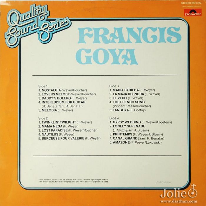 Francis Goya Quality Found Series lp