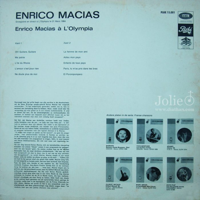 Enrico Macias A L'Olympia LP Vinyl 33t