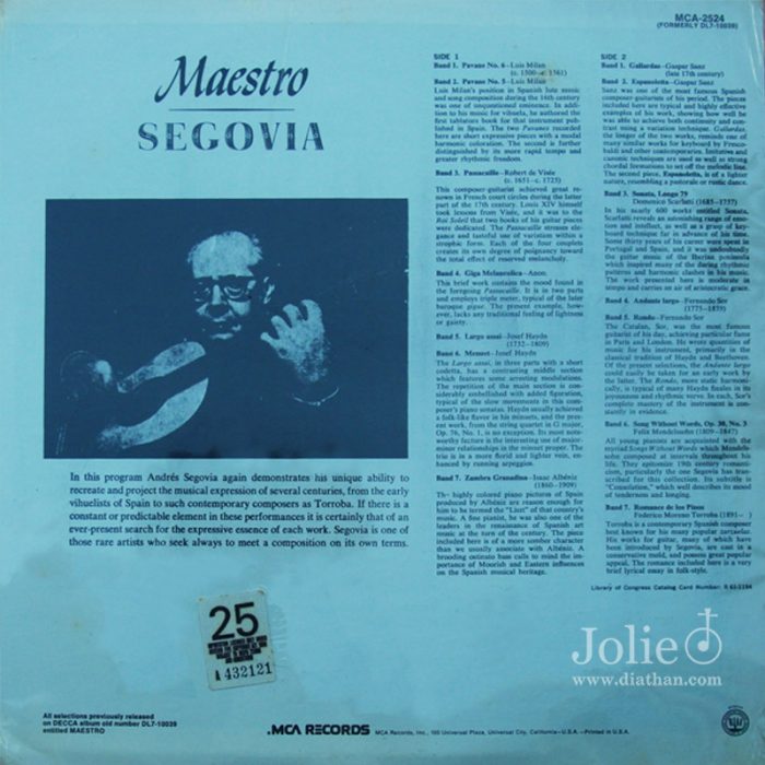 maestro Segovia guitar lp