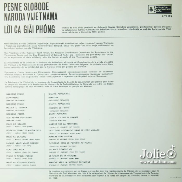 lời ca giải phóng, pesme slobode naroda vijetnama lp vinyl 33 t,